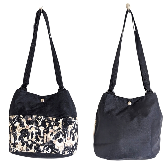 Cows! Handmade Canvas Jersey Cow Novelty PrintTote Bag Shoulder Bag Medium - Picture 1 of 9
